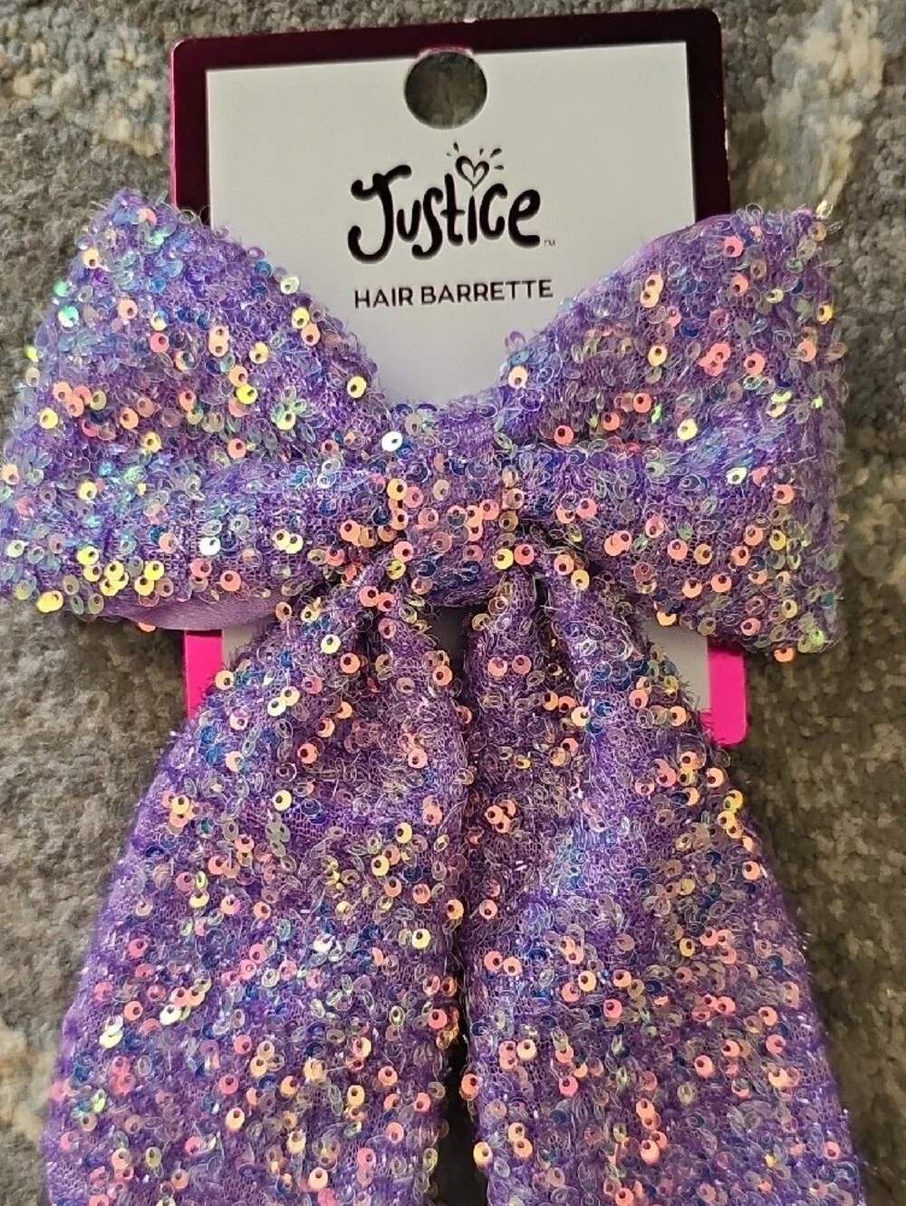 Justice Lavender Sequin Bow Hair Barrette